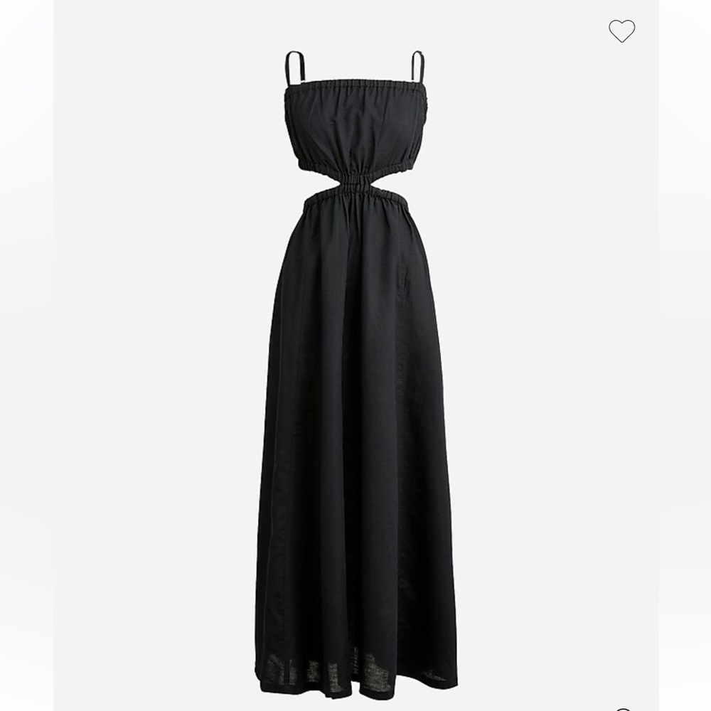 New! J. Crew Side Cut Out Dress in Black Linen Cotton Blend -  Size Large